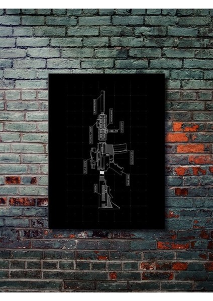 Colt - M4A1 - Eşsiz Tasarım Silah ve Silah Şemaları Posterleri, Özel Tasarım Kağıt Poster
