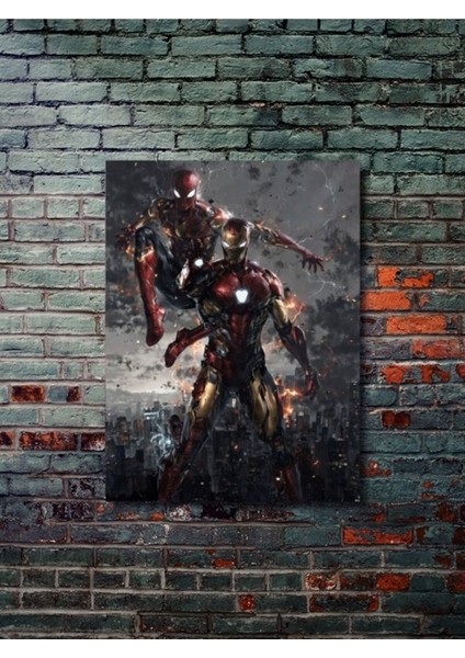 Iron Man ve Spiderman - Marvel - Film & Dizi Posterleri, Özel Tasarım Kağıt Poster, Duvar Sanatı