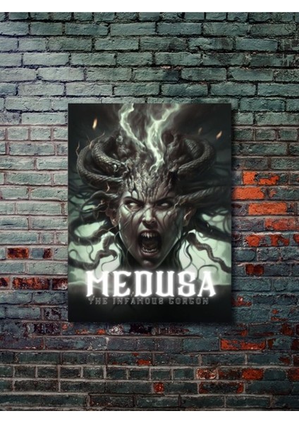 Medusa - Eşsiz Tasarım Yunan Tanrıları, Mitoloji, Karakter Posterleri, Özel Tasarım Kağıt Poster,