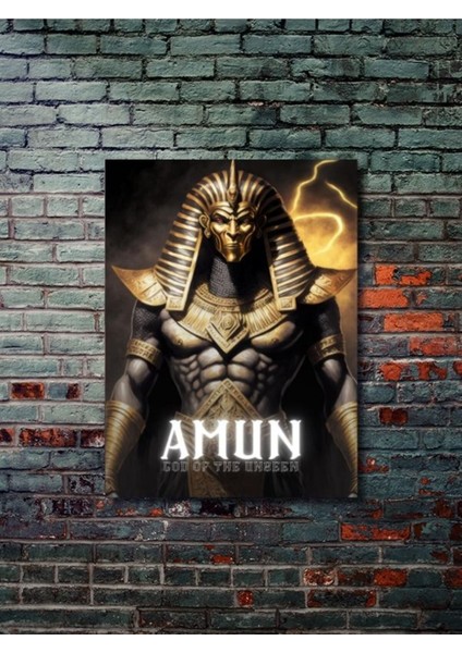 Amun - Eşsiz Tasarım Mısır Tanrıları, Mitoloji, Karakter Posterleri, Özel Tasarım Kağıt Poster,