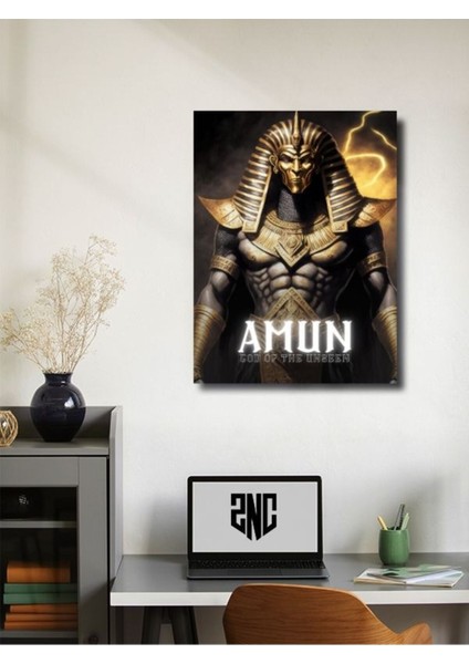 Amun - Eşsiz Tasarım Mısır Tanrıları, Mitoloji, Karakter Posterleri, Özel Tasarım Kağıt Poster, fiyatları