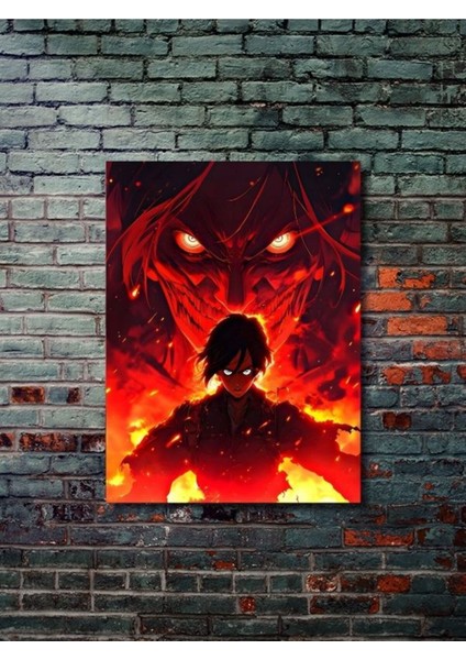 Eren Jaegerr - Attack On Titan, Anime - Manga Serisi, Özel Tasarım Kağıt Poster, Duvar Sanatı