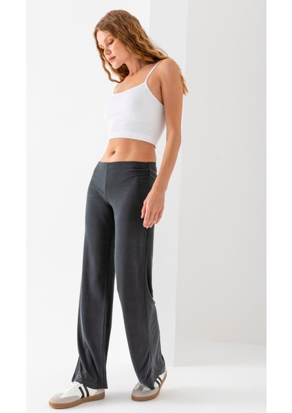 Kadın Beli Lastikli İspanyol Paça Pantolon Füme - MS0000580 fiyatları