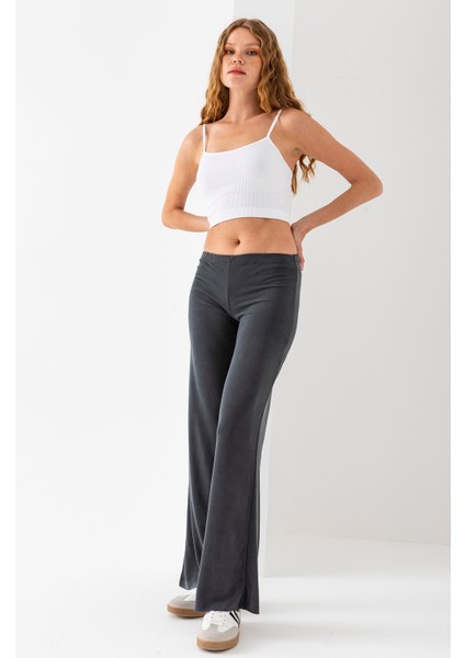 Kadın Beli Lastikli İspanyol Paça Pantolon Füme - MS0000580 modelleri