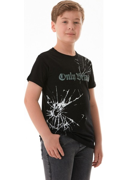 %100 Pamuk Yazı Baskılı Erkek Çocuk Tişört fırsatları