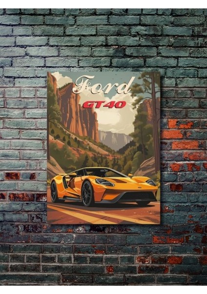 Ford GT40, Eşsiz Tasarım Otomobil Posterleri, Özel Tasarım Kağıt Poster