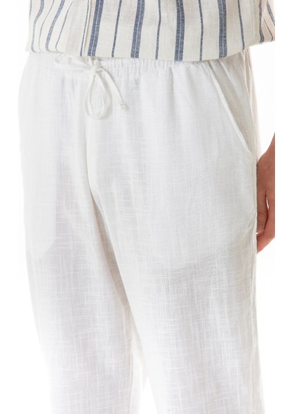 Beli Lastikli Cepli Regular Fit Keten Pantolon