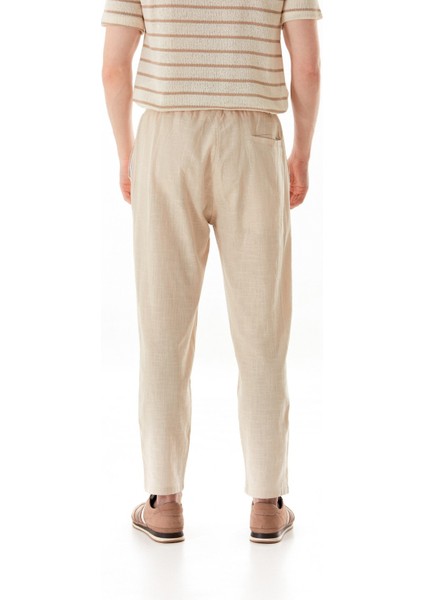Beli Lastikli Cepli Regular Fit Keten Pantolon