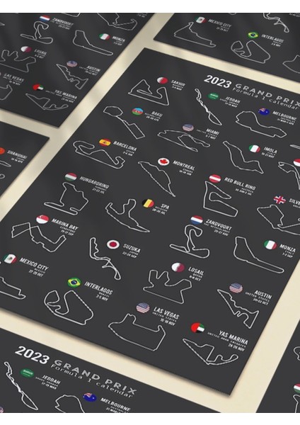 Formula 1 2023 Pist Takvimi, Eşsiz Tasarım Otomobil Posterleri, Özel Tasarım Kağıt Poster fırsatları