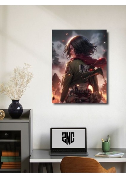 Mikasa Ackerman - Attack On Titan, Anime - Manga Serisi, Özel Tasarım Kağıt Poster, Duvar Sanatı