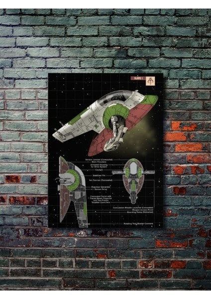 Slave I - Star Wars - Gemi Şemaları - Film & Dizi Posterleri, Özel Tasarım Kağıt Poster