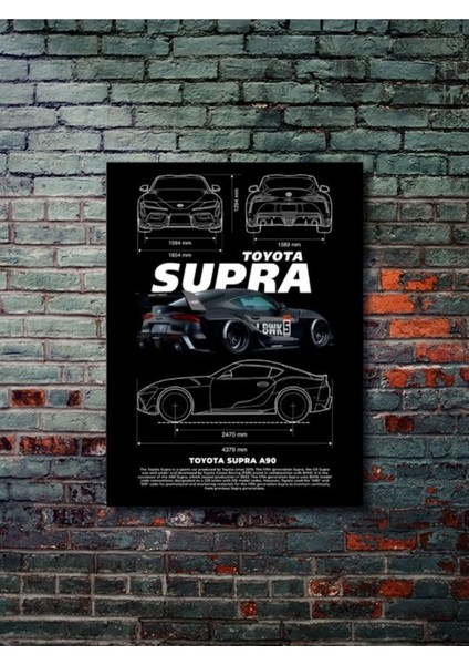 Toyota Supra - Eşsiz Tasarım Otomobil Posterleri, Özel Tasarım Kağıt Poster