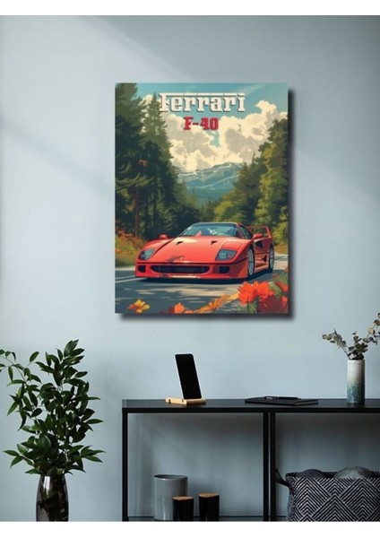 Ferrari F-40, Eşsiz Tasarım Otomobil Posterleri, Özel Tasarım Kağıt Poster modelleri
