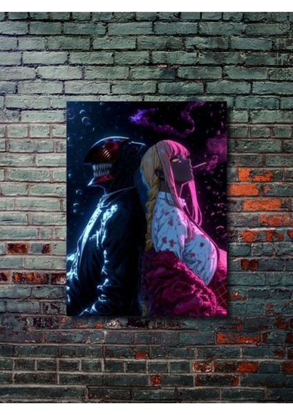 Denji - Makima - Chainsaw Man, Anime - Manga Serisi, Özel Tasarım Kağıt Poster, Duvar Sanatı