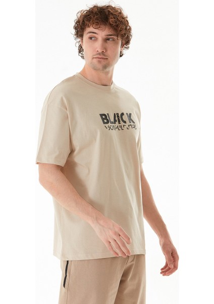 Black Kabartma Baskılı Tişört