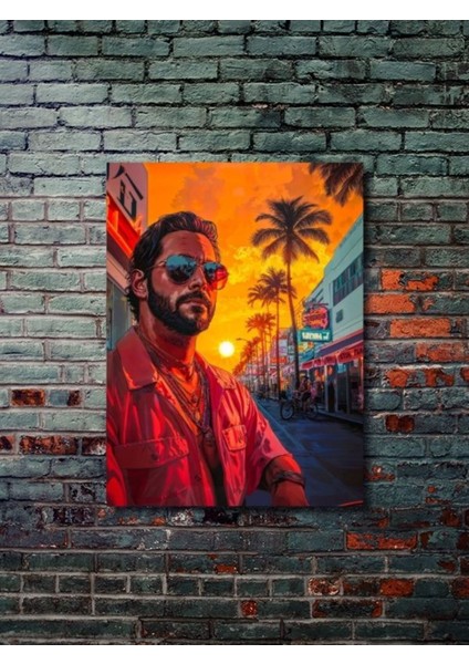 Miami Vice - Özel Tasarım Kağıt Poster, Eşsiz Tasarım Tarih, Mitoloji, Karakter Posterleri,