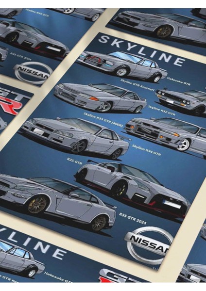 Nissan Skyline Series, Eşsiz Tasarım Otomobil Posterleri, Özel Tasarım Kağıt Poster fırsatları