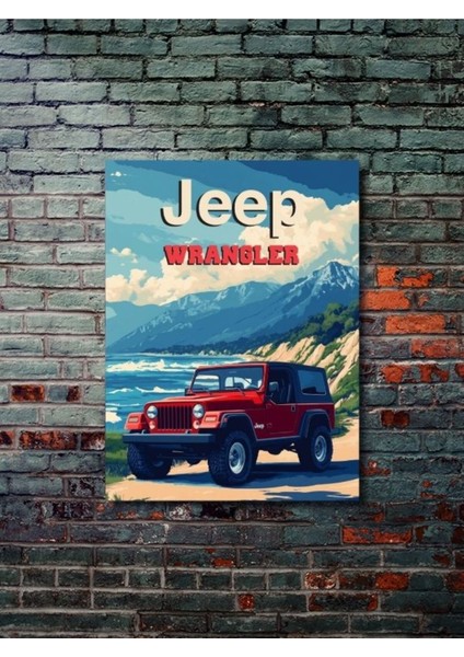 Jeep Wrangler, Eşsiz Tasarım Otomobil Posterleri, Özel Tasarım Kağıt Poster