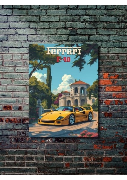 Ferrari F-40, Eşsiz Tasarım Otomobil Posterleri, Özel Tasarım Kağıt Poster