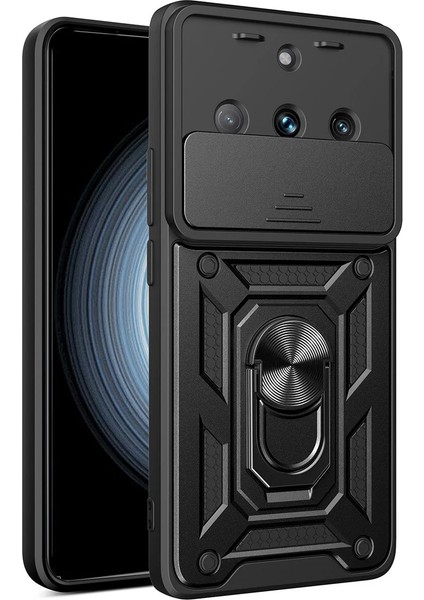 Realme 11 Pro Kılıf Pars Lens Yüzüklü Silikon - Siyah Ynsmr