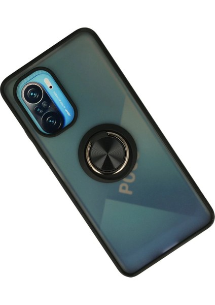 Xiaomi Redmi K40 Kılıf Montreal Yüzüklü Silikon Kapak - Siyah Ynsmr