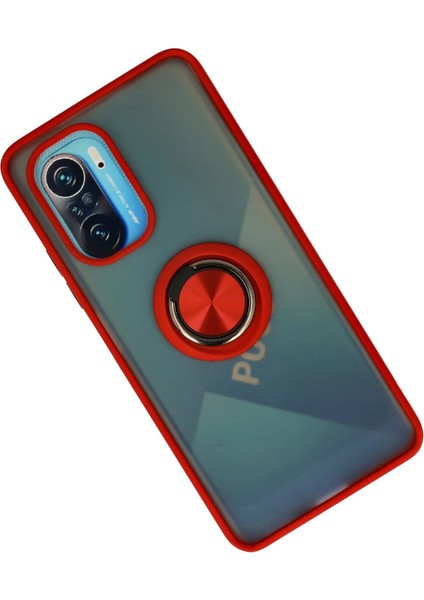 Xiaomi Redmi K40 Kılıf Montreal Yüzüklü Silikon Kapak - Kırmızı Ynsmr
