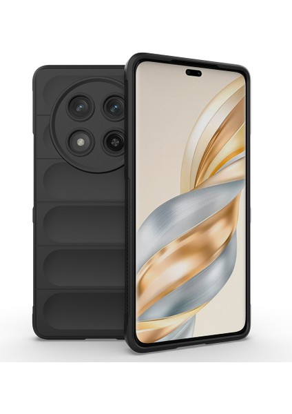 Honor Magic 7 Lite Kılıf Esnek Tpu Oyuklu Arka Yüzey Tasarımlı Piar Etnik Silikon Kapak - Siyah