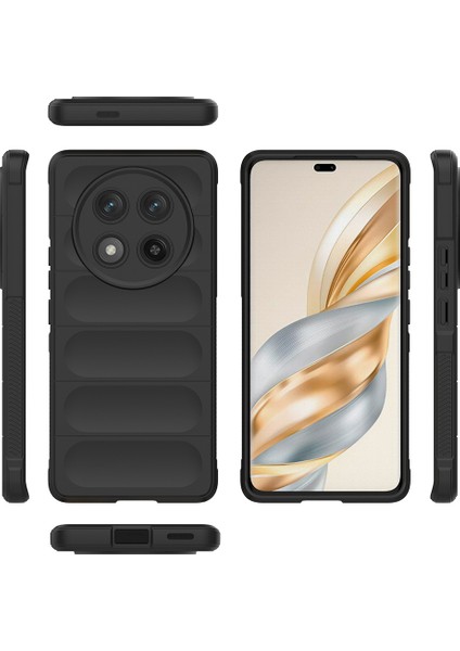 Honor Magic 7 Lite Kılıf Esnek Tpu Oyuklu Arka Yüzey Tasarımlı Piar Etnik Silikon Kapak - Siyah