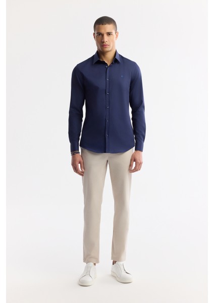 Erkek Slim Fit Bej Klasik Bel Pamuklu Chino Pantolon A51Y3078