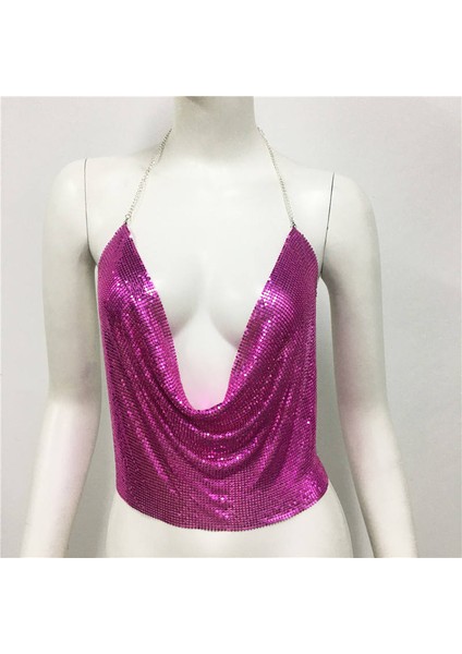 Parlak Fuşya Crop & Bluz Kolsuz Kayık Yaka Zırh Büstiyer fırsatları