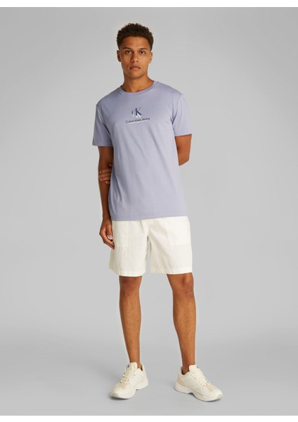 Açık Mavi Erkek T-Shirt J30J327469CAG Shadow Logo Tee
