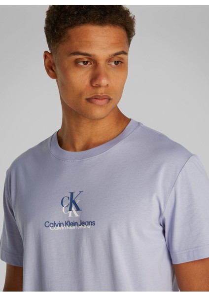 Açık Mavi Erkek T-Shirt J30J327469CAG Shadow Logo Tee modelleri