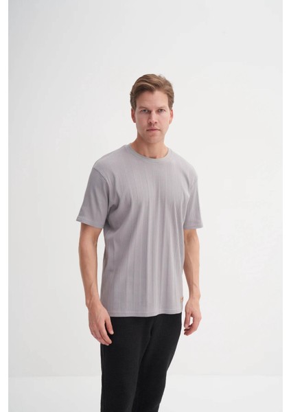 Bisiklet Yaka Gri Erkek T-Shirt 4163