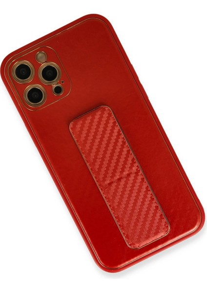 Apple iPhone 12 Pro Kılıf Coco Karbon Standlı Kapak - Kırmızı Ynsmr modelleri