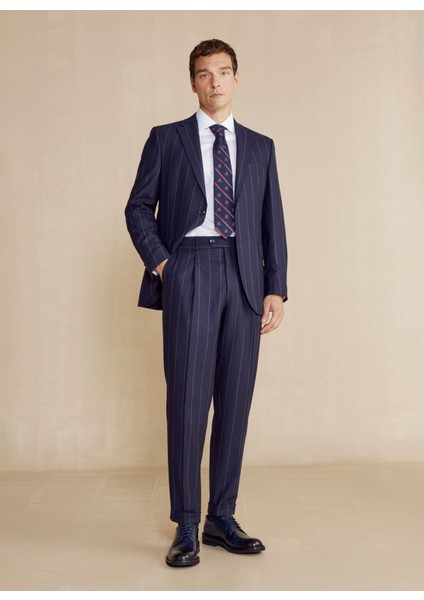 Normal Bel Slim Fit Lacivert Melanj Erkek Takım Elbise BBFW24MSU005