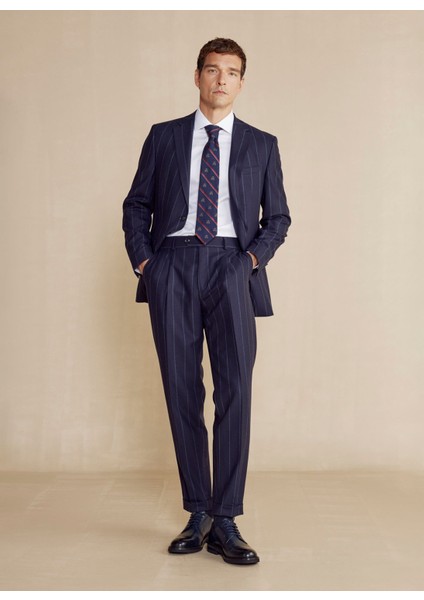 Normal Bel Slim Fit Lacivert Melanj Erkek Takım Elbise BBFW24MSU005 fiyatları