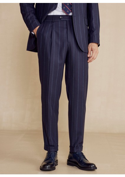 Normal Bel Slim Fit Lacivert Melanj Erkek Takım Elbise BBFW24MSU005 indirimleri