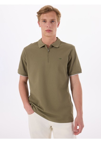 Baskılı Haki Erkek Polo T-Shirt M5SM-TST1324