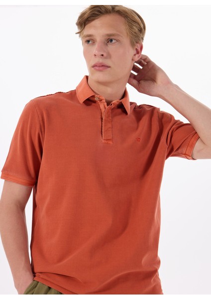Nakışlı Turuncu Erkek Polo T-Shirt M5SM-TST1326