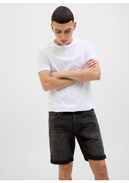 Denim Şort, M, Siyah
