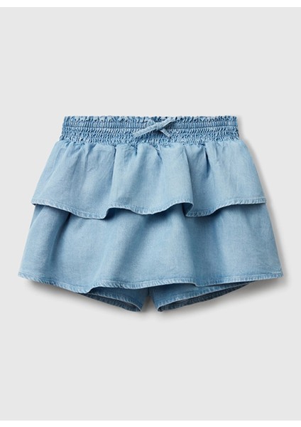 Normal Bel Regular Fit Indigo Düz Mini Kız Çocuk Etek 4FFKC903U