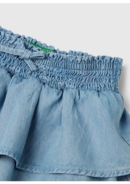 Normal Bel Regular Fit Indigo Düz Mini Kız Çocuk Etek 4FFKC903U fiyatları