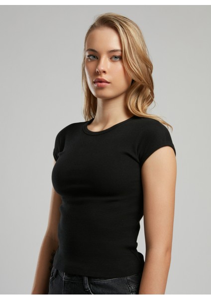 Bisiklet Yaka Düz Siyah Kadın T-Shirt 252 Lcf 242015 Rosa Siyah fiyatları