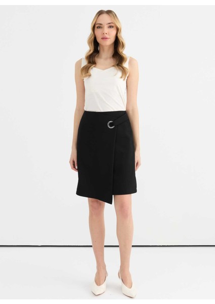 Normal Bel Siyah Kadın Düz Standart Etek 25YSL3467