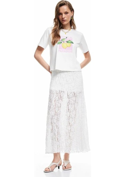 Normal Bel Beyaz Kadın Midi Etek 5SAK10055PK