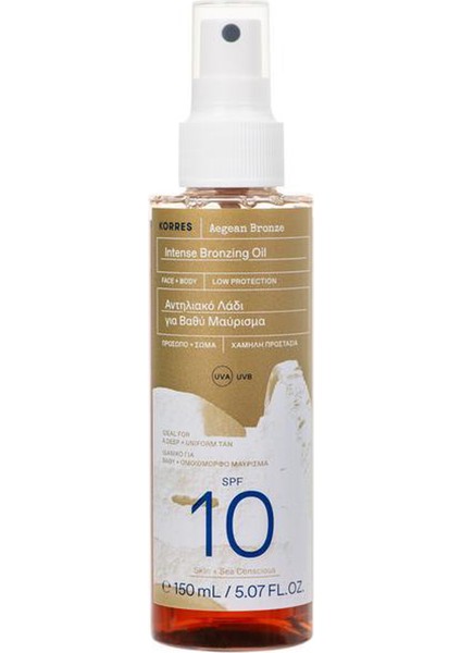 Aegean Bronze Vücut ve Yüz Için Güneş Yağı SPF10 150ML