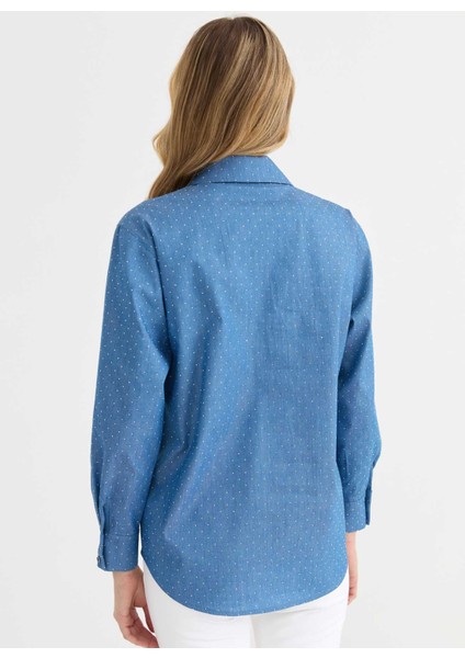 Polo Yaka Taşlı Indigo Kadın Bluz 25YSL8161 fırsatları