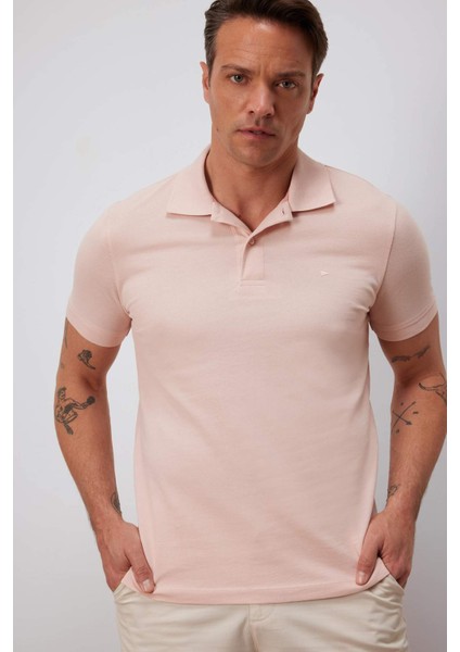%100 Pamuk Slim Fit Dar Kesim Polo Yaka Kısa Kollu Pamuklu Nakışlı Pike Polo Tişört E2633AX25SM