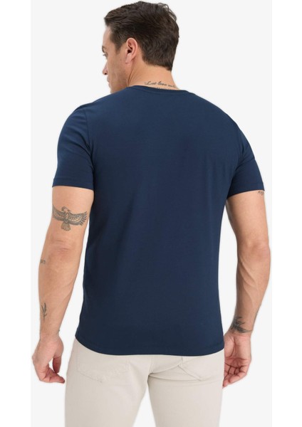 Slim Fit Dar Kesim Bisiklet Yaka Esnek Kumaş Kısa Kollu Tişört E2635AX25SM