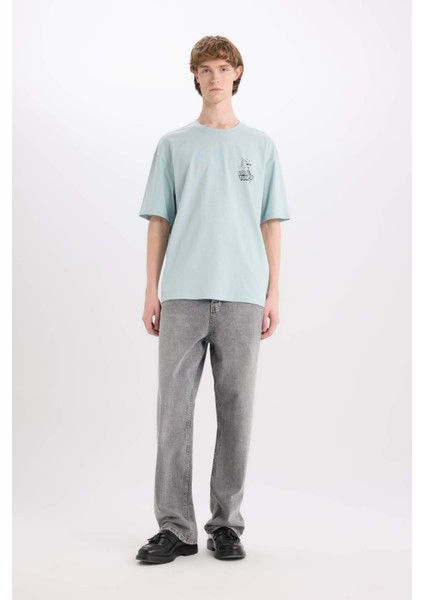 %100 Pamuk Looney Tunes Boxy Fit Bisiklet Yaka Sırt Baskılı Kısa Kollu Tişört D6774AX25SP fiyatları